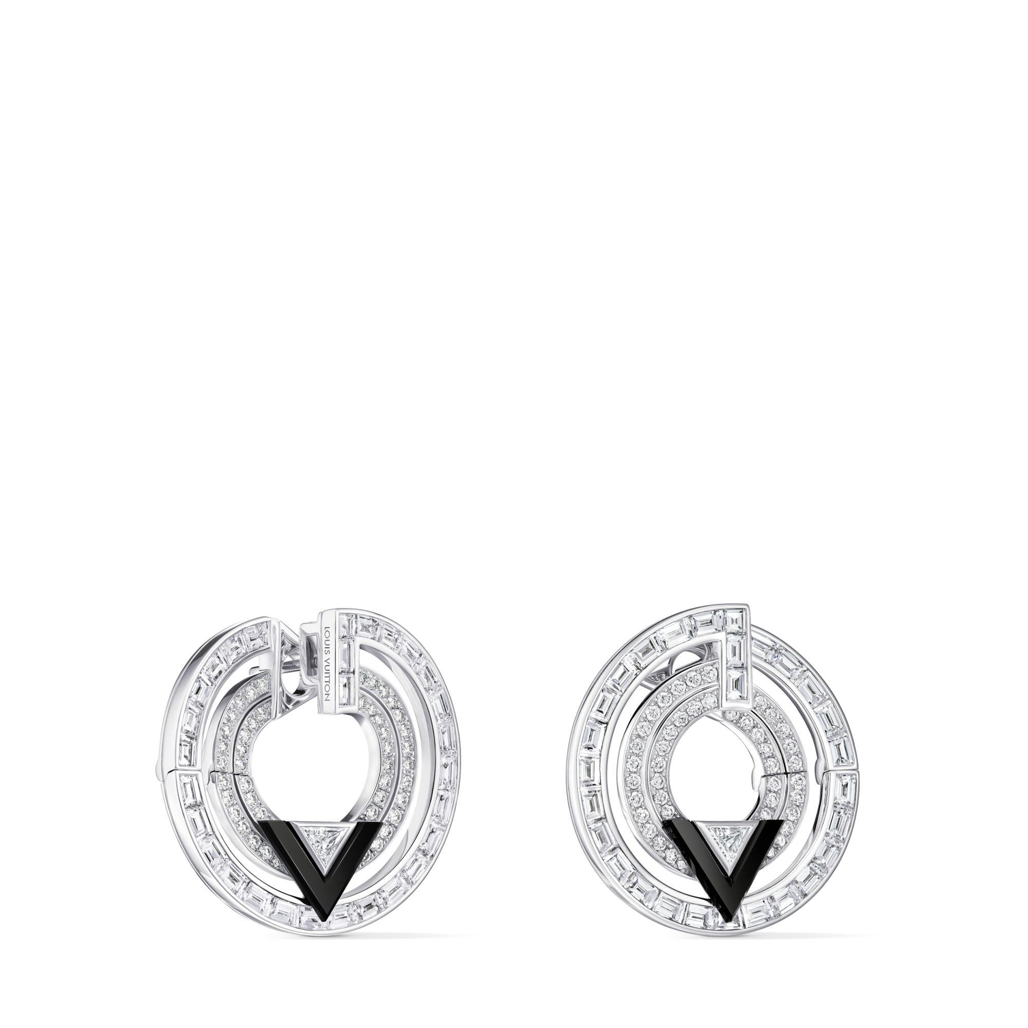 フープピアス ピュア V(ホワイトゴールド×オニキス×ダイヤモンド